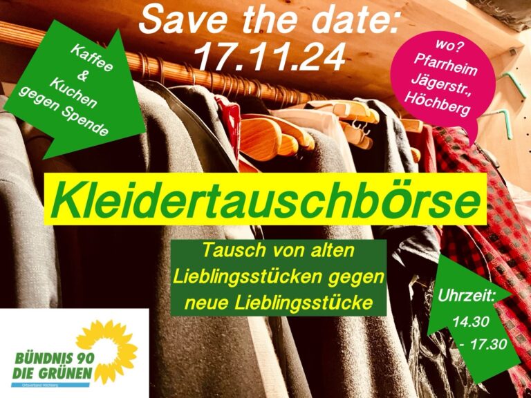 Sonntag, 17.11.24: Kleidertauschbörse in Höchberg