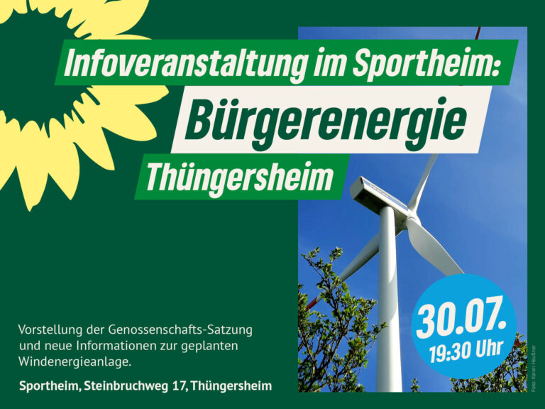 Mittwoch, 30.07.25: Infoveranstaltung Bürgerenergie Thüngersheim