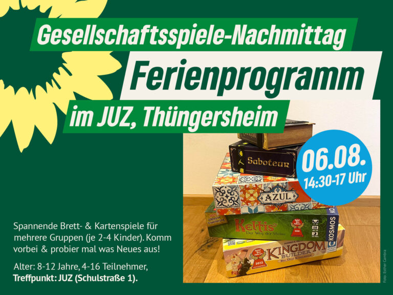 Ferienprogramm 2025: Gesellschaftsspiele-Nachmittag im JUZ